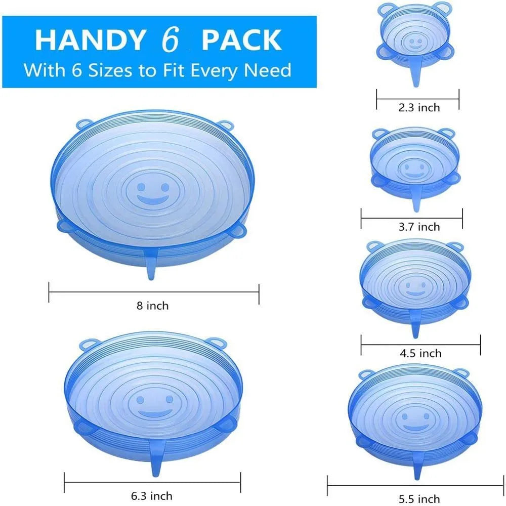 6Pcs Reusable Silicone Food Cover Lid Set