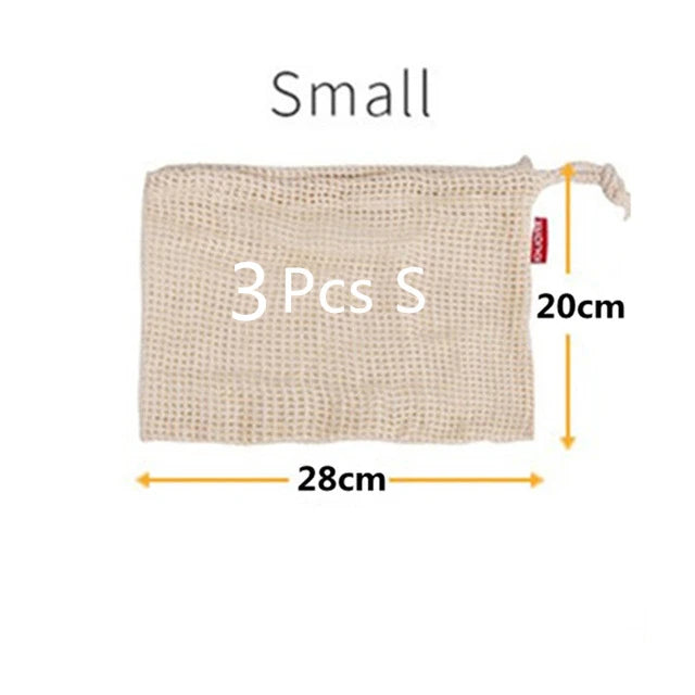 3Pcs Durable Cotton Mesh String Bag Set