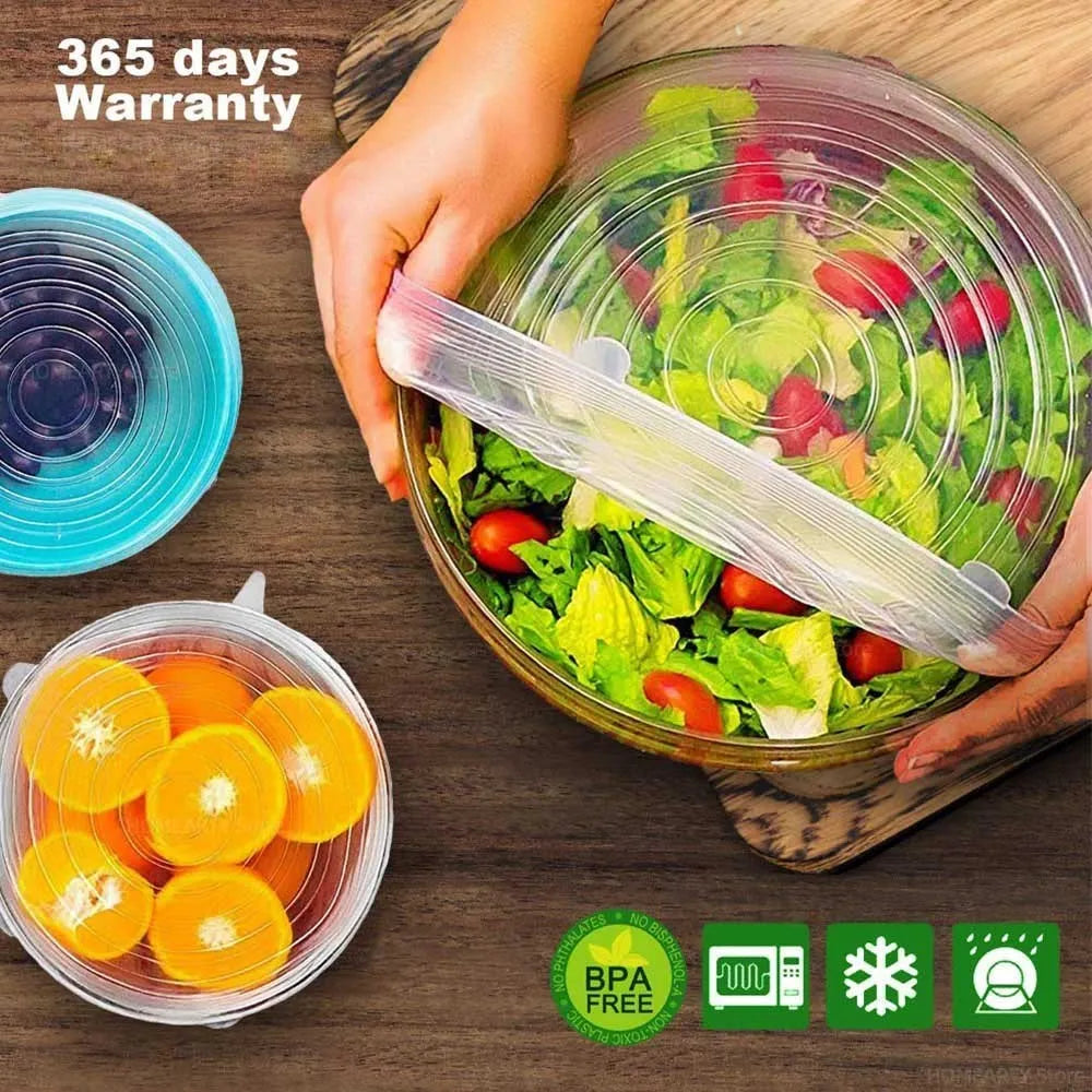 6Pcs Reusable Silicone Food Cover Lid Set