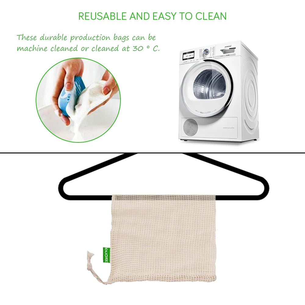 3Pcs Durable Cotton Mesh String Bag Set