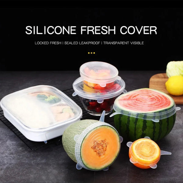 6Pcs Reusable Silicone Food Cover Lid Set