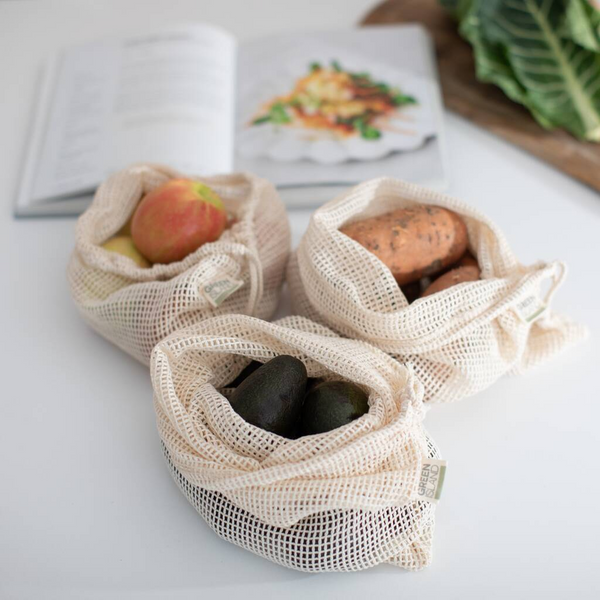 3Pcs Durable Cotton Mesh String Bag Set